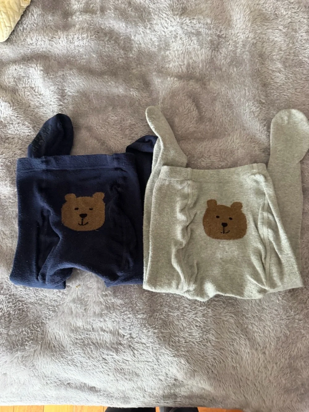 GAP Toddler Bear Tights - Navy & Light Gray